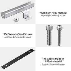 Anbte Solar Panel Bracket Kit, 6 Pcs 7.87 in Aluminium Solar Panel Mounting Rail