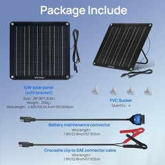 Cargador Solar de Batería con Mantenimiento OBDII de 10 W – Kit de Cargador Sola