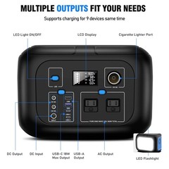 Portable Power Station 600W Power Bank 296Wh Solar Generator Lithium Battery …