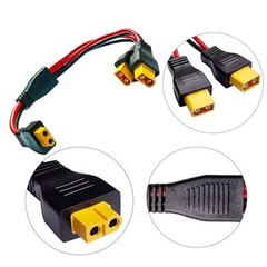 10AWG XT60 Y Splitter Cable – Dual Male Connector Adapter for Solar Power 30cm