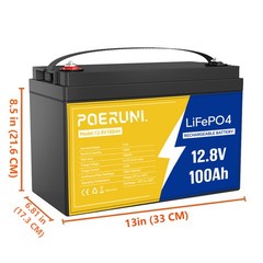 100Ah 12V LiFePO4 Lithium Backup Battery 1280Wh Built-in BMS For solar golf cart