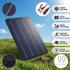 30W Portable Mono Solar Panel 12V Waterproof Solar Trickle Charger Battery
