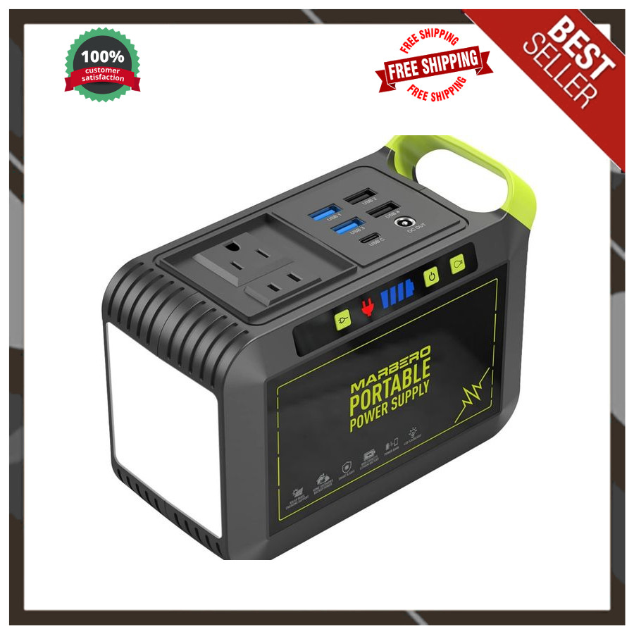 MARBERO Portable Power Station – 88Wh Solar Generator, 120W Peak, Fast Charging