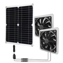 Solar Panel Fan Kit Exhaust Fans Dual Fan Vent Ventilation Coop Greenhouse Fan++
