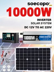 10000W Solar System DC12V to 110V Inverter 100A Controller 20W-500W Panel