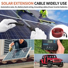 energeaster 10AWG 20 Feet Solar Extension Cable with Pair of Connectors Solar
