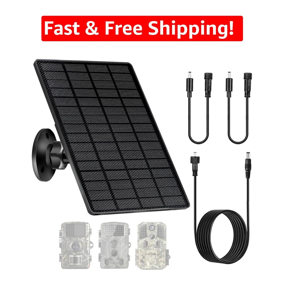 Durable 6W Solar Panel for Trail Camera – 360° Bracket & Rechargeable Battery