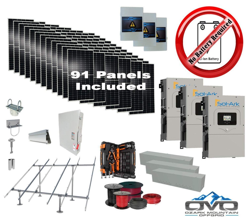 50KW Complete Offgrid Solar Kit + 3x 15K Sol-Ark Inverter +50.05KW Solar with Gr