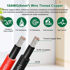 Solar Panel Extension Cable – 10AWG 10FT Solar Wire Cord 10 Gauge PV Wire with F