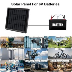 6V Solar Panel for Deer Feeder – 4.5W Waterproof Outdoor Kit, Alligator Clips, R