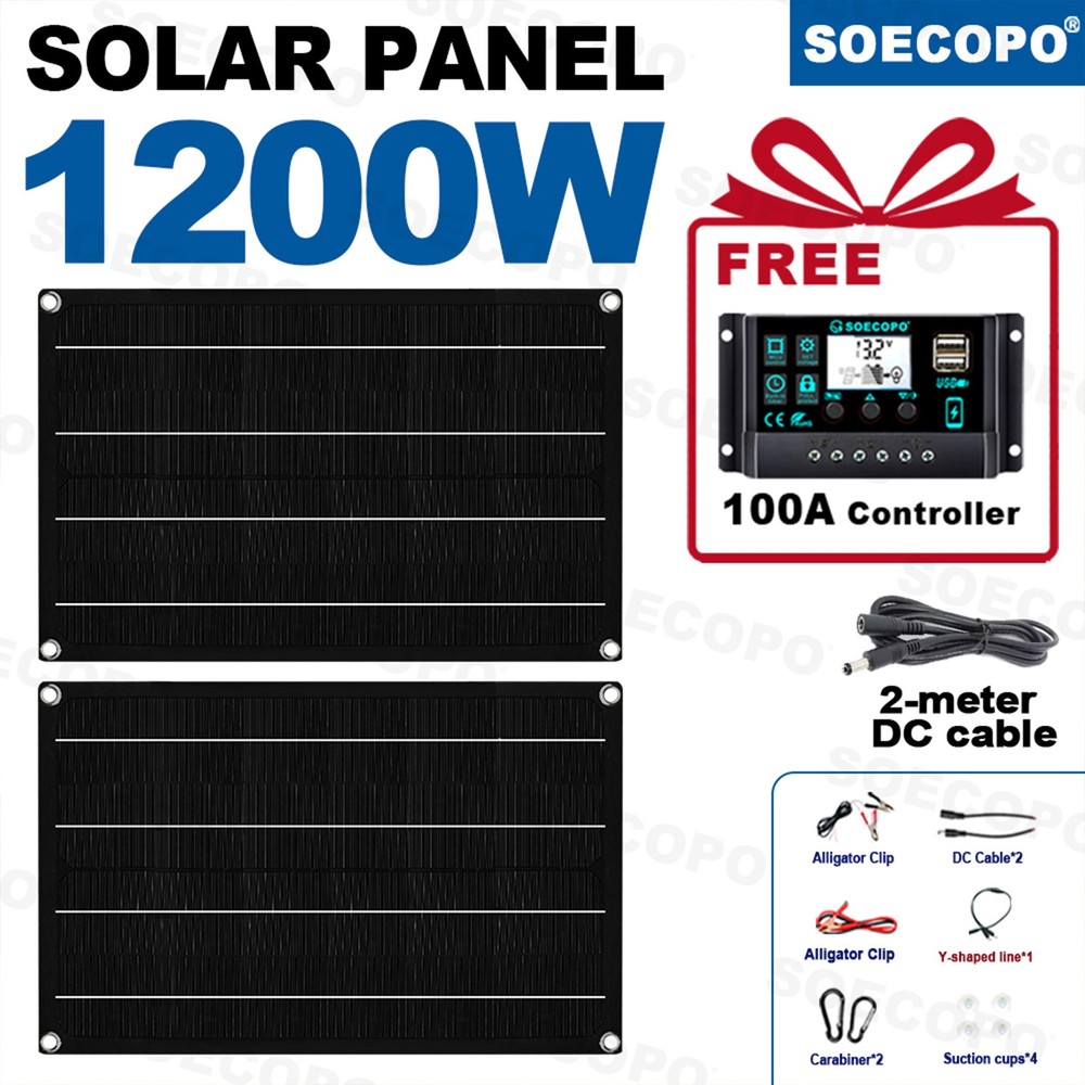1200W Solar Panel Set – 2x600W Concentrator Panels + 100A Controller Outdoor