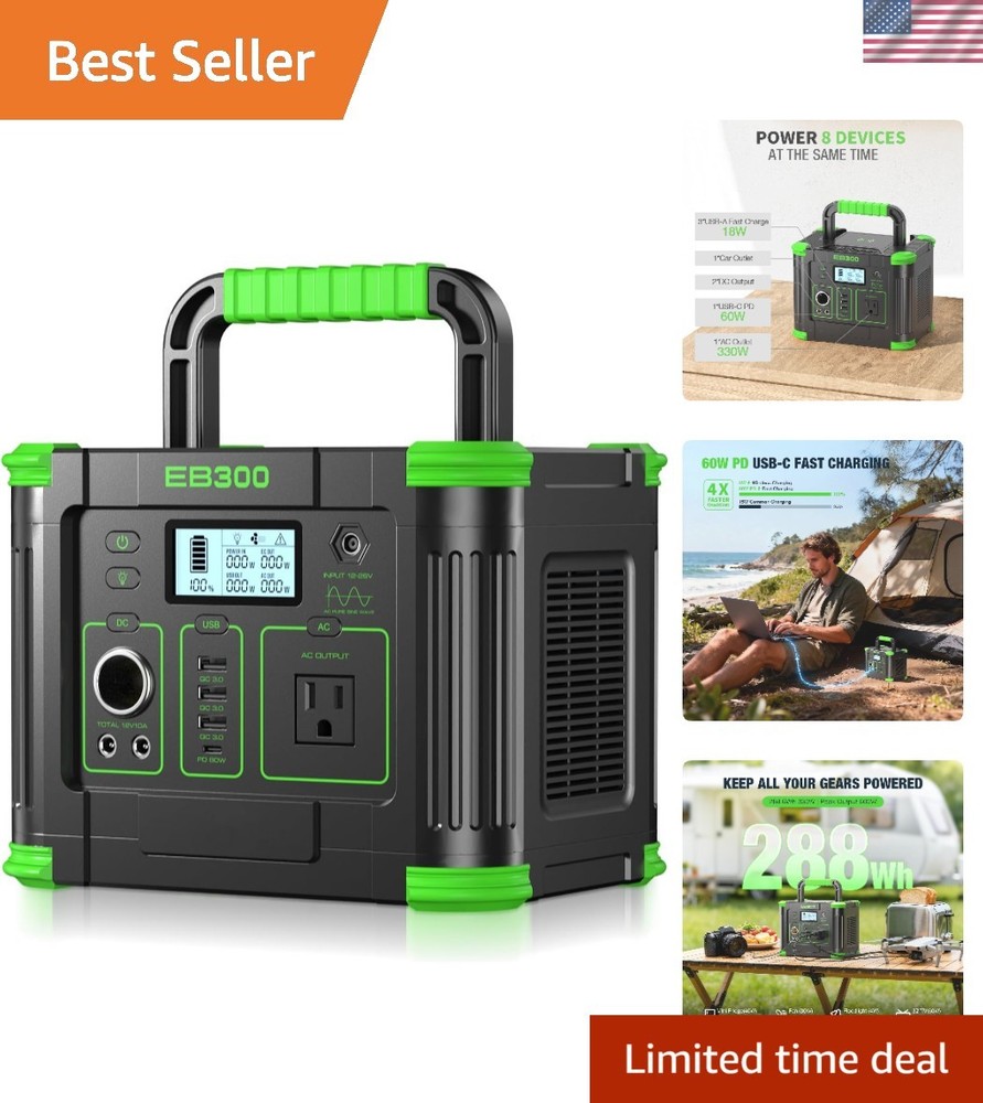 Versatile 288Wh Portable Power Station – Fast Charging, 8 Outputs for All Needs