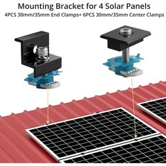 Solar Panel Mounting Kit 10PCS with T-Shaped Mid and End Clamps Black