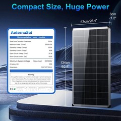 200W Solar Panel N-Type 18V 18BB Mono PV Off-Grid Battery Power Charge RV Home