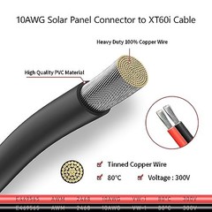 10AWG 25FT Solar to XT60i Adapter Cable for Portable Power Station