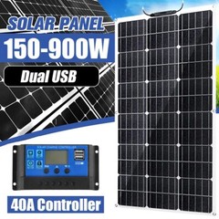 150-900W Inverter With Solar Panel Kit & 40A 12V Battery Charger Caravan RV Boat