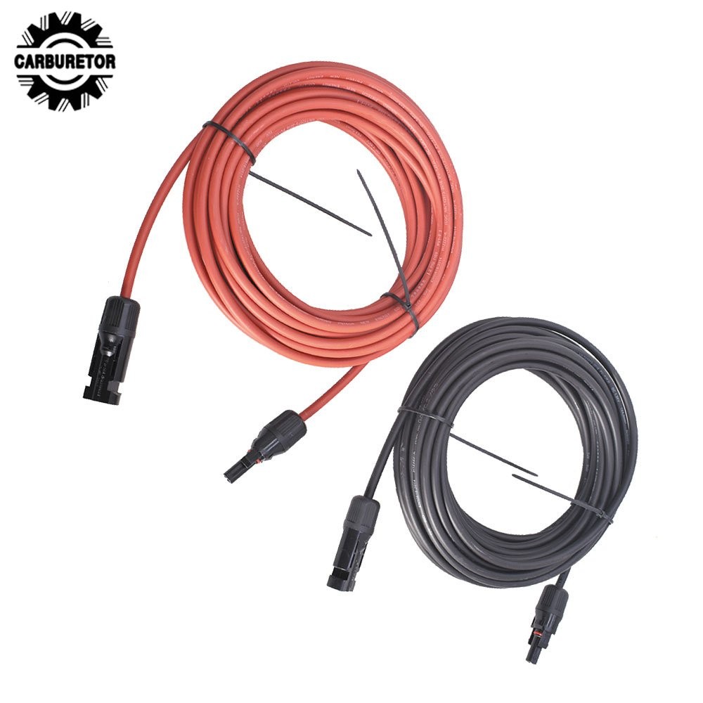 4mm²/12AWG 20FT Black+Red Solar Panel Extension Cable Wire Connector 1 Pair