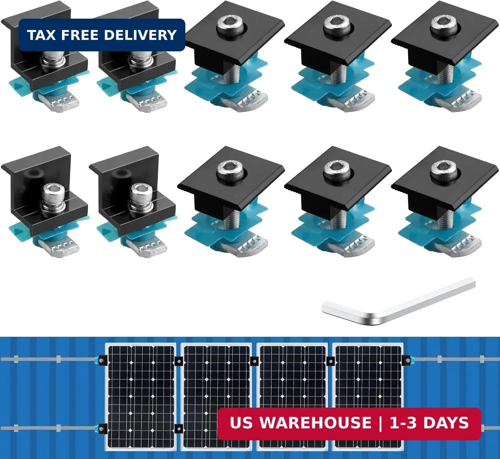 Anbte 10 PCS Solar Panel Mounting Brackets for Unistrut, Aluminium 30mm 6 x T-Sh