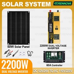 Grennova 2200W Off-Grid Solar System 50W Panel 60A MPPT Dual Voltage Inverter