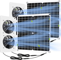2 Sets 25W 12V Solar Powered Fan for Chicken Coop Waterproof Solar Panel Exhaust