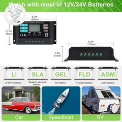 Solar Panel Kit 25W 12V Monocrystalline Battery Maintainer With10A Solar Charge