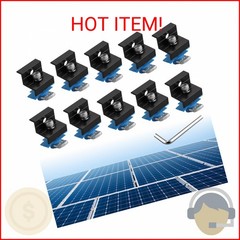 Anbte 10pcs Solar Panel End Clamp for Standard Unistrut, Aluminum 30mm/35mm Sola