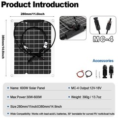 SOECOPO 7000W Peak Solar System Kit Flexible Panel for Camping RV Home charger