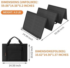 Keshoyal Black 60 Watt High Efficiency Portable Solar Panel For Camping