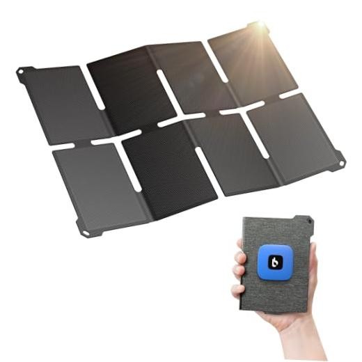 [Upgraded] Ultra-Light Portable 25W Solar Panel Charger with USB-A and Grey