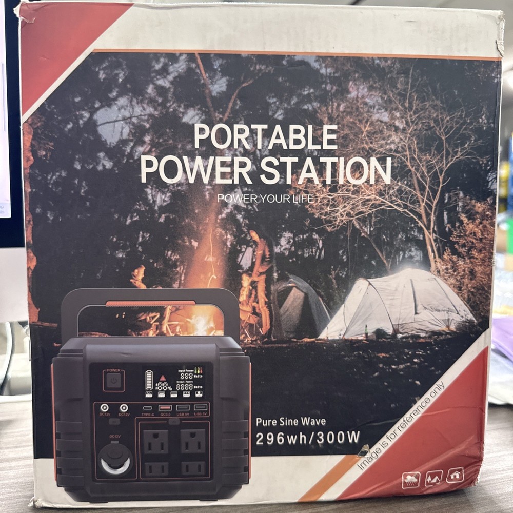 Portable Power Station 296Wh 300W Pure Sine Wave Solar Generator Open Box