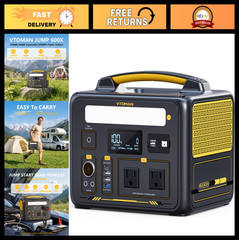 Portable Power Station 600W, 299Wh LiFePO4 Battery, Solar Generator, Jump Start,