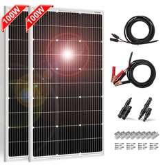 DOKIO 200W Solar Panel Kit 2x100W Monocrystalline with Mounting Brackets