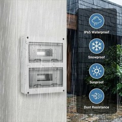 Waterproof Distribution Box 12 to 24 Circuits Flame Retardant PC Panel ABS