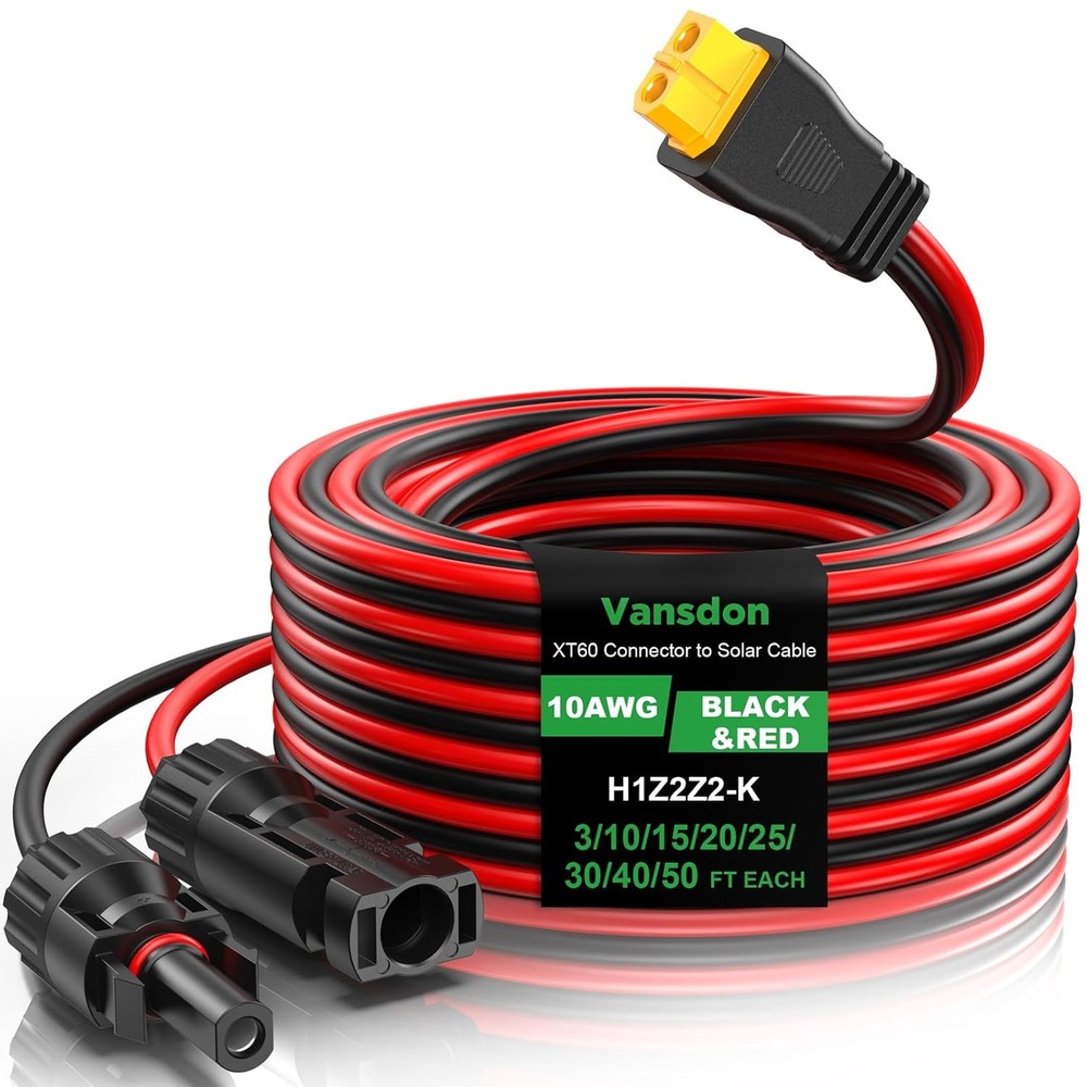 10AWG 30FT XT60 Solar Charging Cable Extension Solar Power Cabl