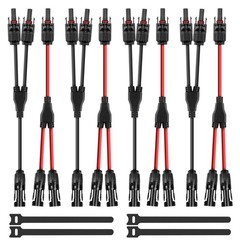 4 Pairs Y Branch Solar Connectors 1 to 2 Parallel PV Adapters 30A Cable Kit, 14-