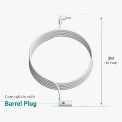 10 ft. Barrel Plug Extension Cable – Compatible with Ring Solar Panel and Super
