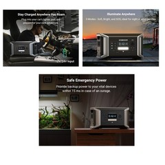 Dabbsson 2000W Portable Power Station w/ Folding Solar Panel Kits Camping Rvs