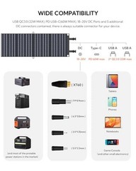 Portable Solar Panel, Foldable Solar Panels Folding Solar Charger with 60W