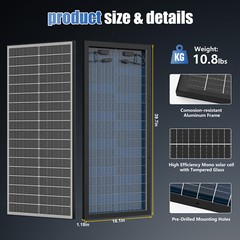 RVPOZWER 100W 200W 300W 400W 500W 1000W Bifacial Solar Panel 12V Mono Home Power