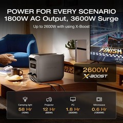 EF Portable Power Station Delta 3 Classic, 1024Wh Lifepo4 Battery, 1800W AC/100