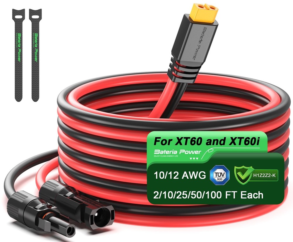 Solar to XT60 Charge Extension Cable, 12AWG 15Ft Solar Connector to XT60 Adap…