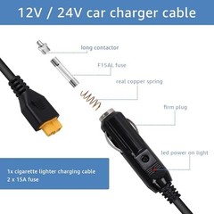 Portable12V/24V car Charger Suitable for Ecoflow Delta/River, Bluetti EB55, Anke