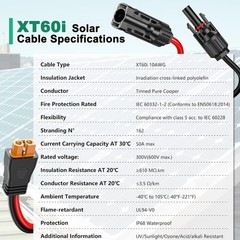 10AWG XT60i Solar Cable 30FT, Solar to XT60i Cable 3 10 15 20 25 40 50FT, Sol…