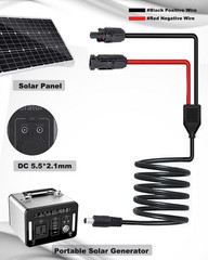 Solar Panel Adapter for Jackery, to DC 5.5X2.1Mm Extension Power Cable with DC 3