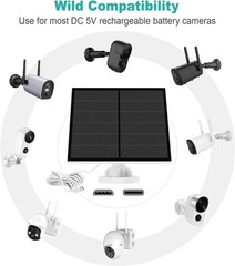5W Solar Panel for Security Camera, USB Solar Panel for DC 5V Outdoor Recharg…