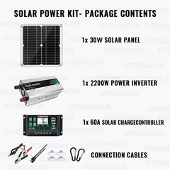 True Power Grennova Solar Kit 2200W 60A MPPT 30W Panel 110/220V Inverter