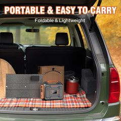 Portable Power Station 300W with Solar Panel 60W Foldable, 110V AC Outlet Campin