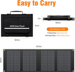 Portable Solar Panel Charger 40W Foldable Solar Panel for Portable Power Station