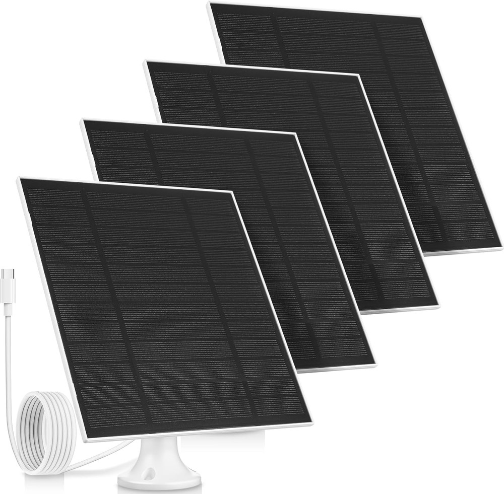 4 Pack 5W Solar Panels for Security Cameras Outdoor Waterproof Solar Panel for R