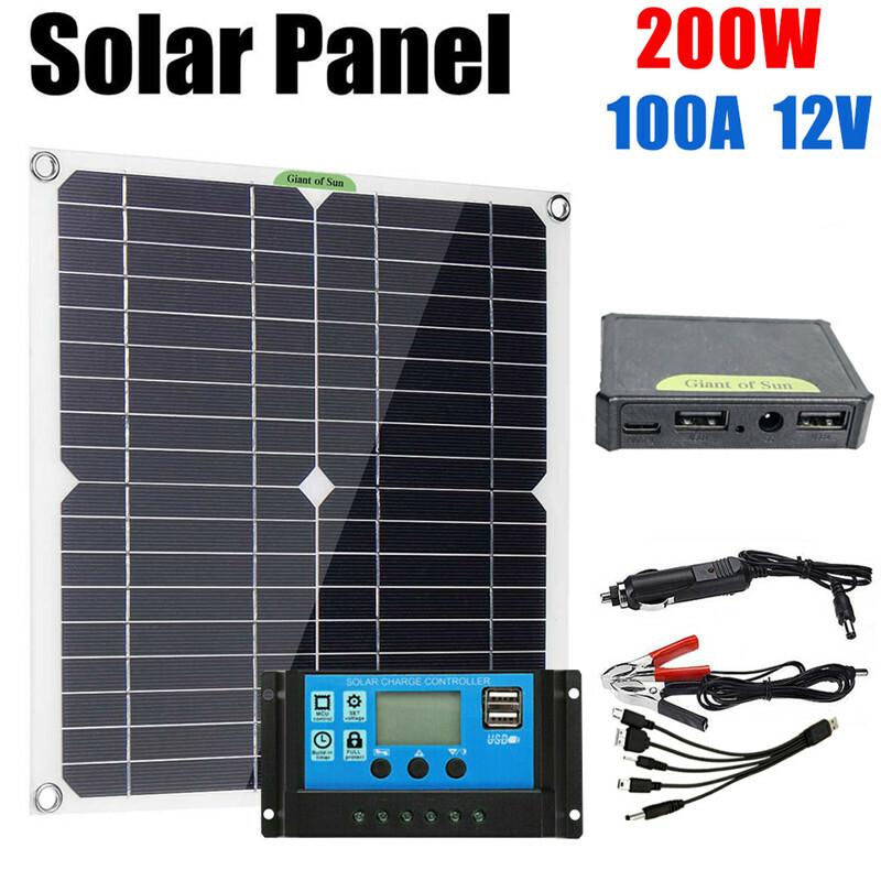 200W Solar Panel kit 12V battery Charger 100A LCD Controller Caravan Van Boat RV